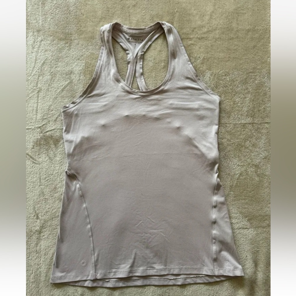 Athleta Womens Hip-Length Racerback Tank Top Ivory Size Small